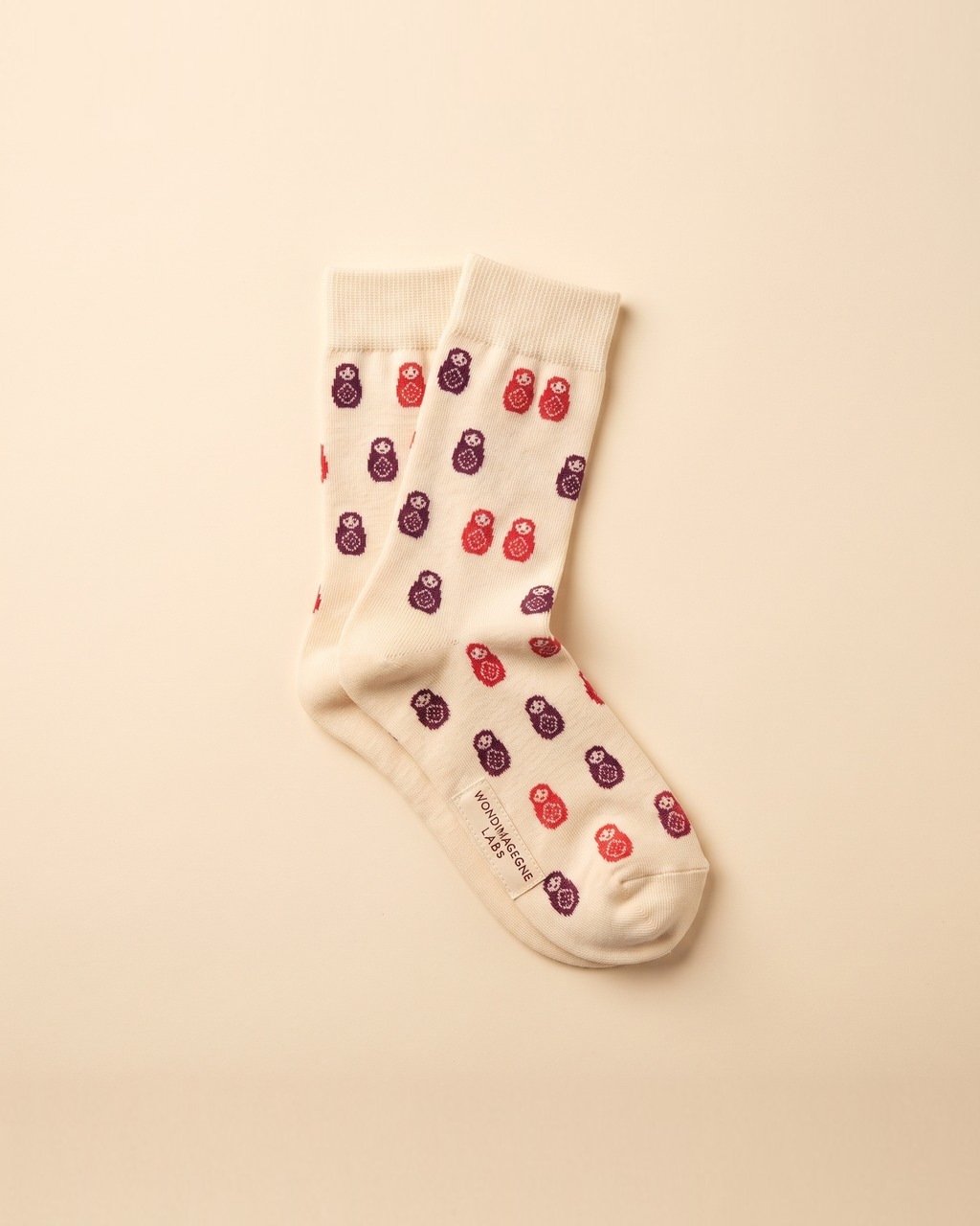 Matryoshka Dot Crew Socks in Bone