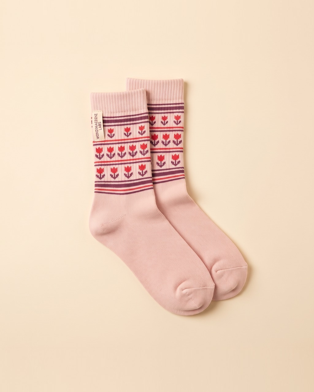 Tulip Stripe Crew Socks in Blush