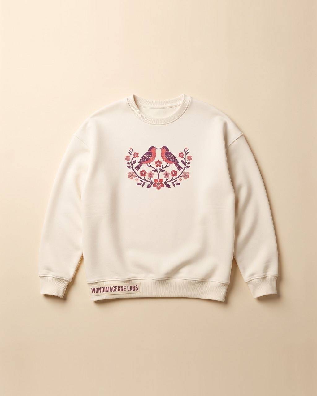 Twin Birds Sweatshirt in Bone